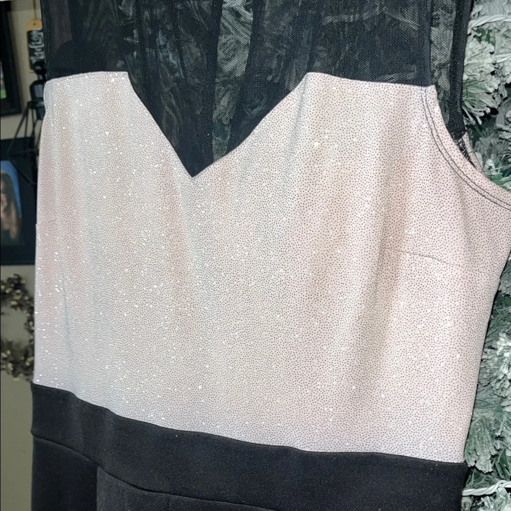 Black and tanish pink Sleeveless Romper by Enfocus Studio - Picture 3 of 13